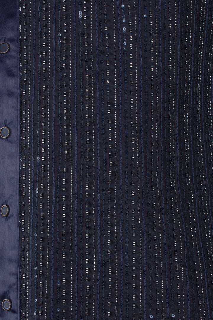 Navy Blue Cotton Silk Kurta Set