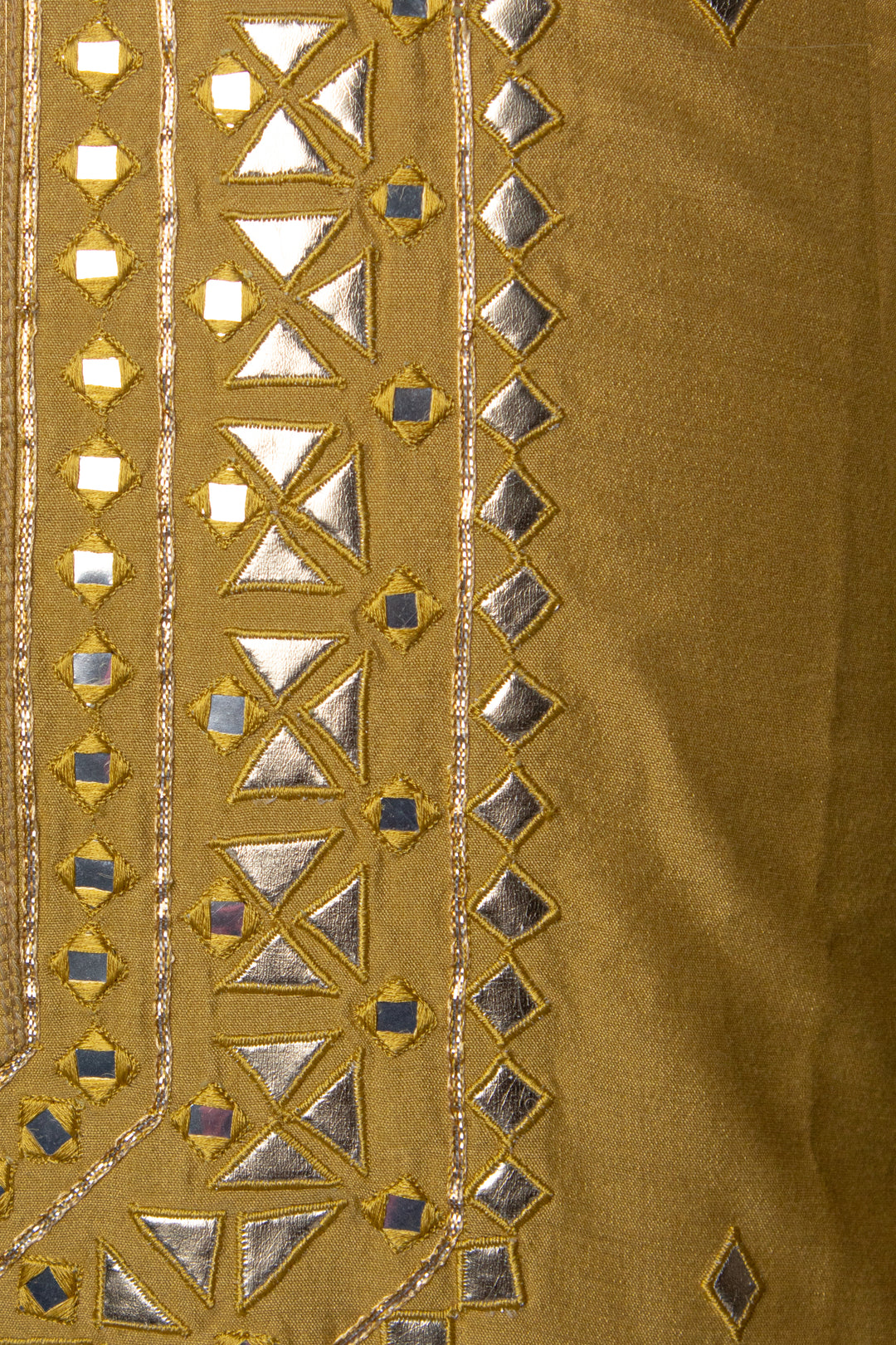 Green Cotton Silk Kurta Set with Leather & Mirror Embroidery