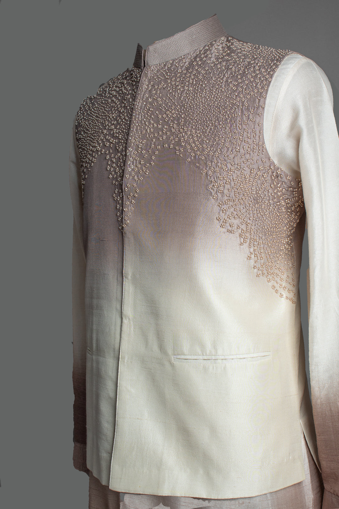 Beige Shaded Kurta and Bundi Set