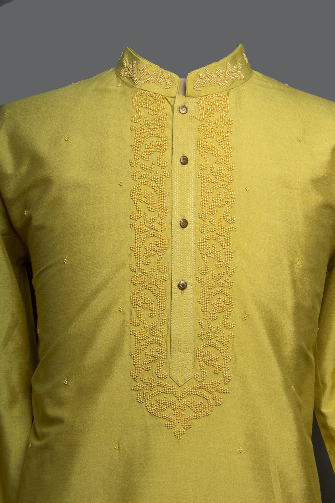 Lemon Yellow Cotton Silk Kurta Set