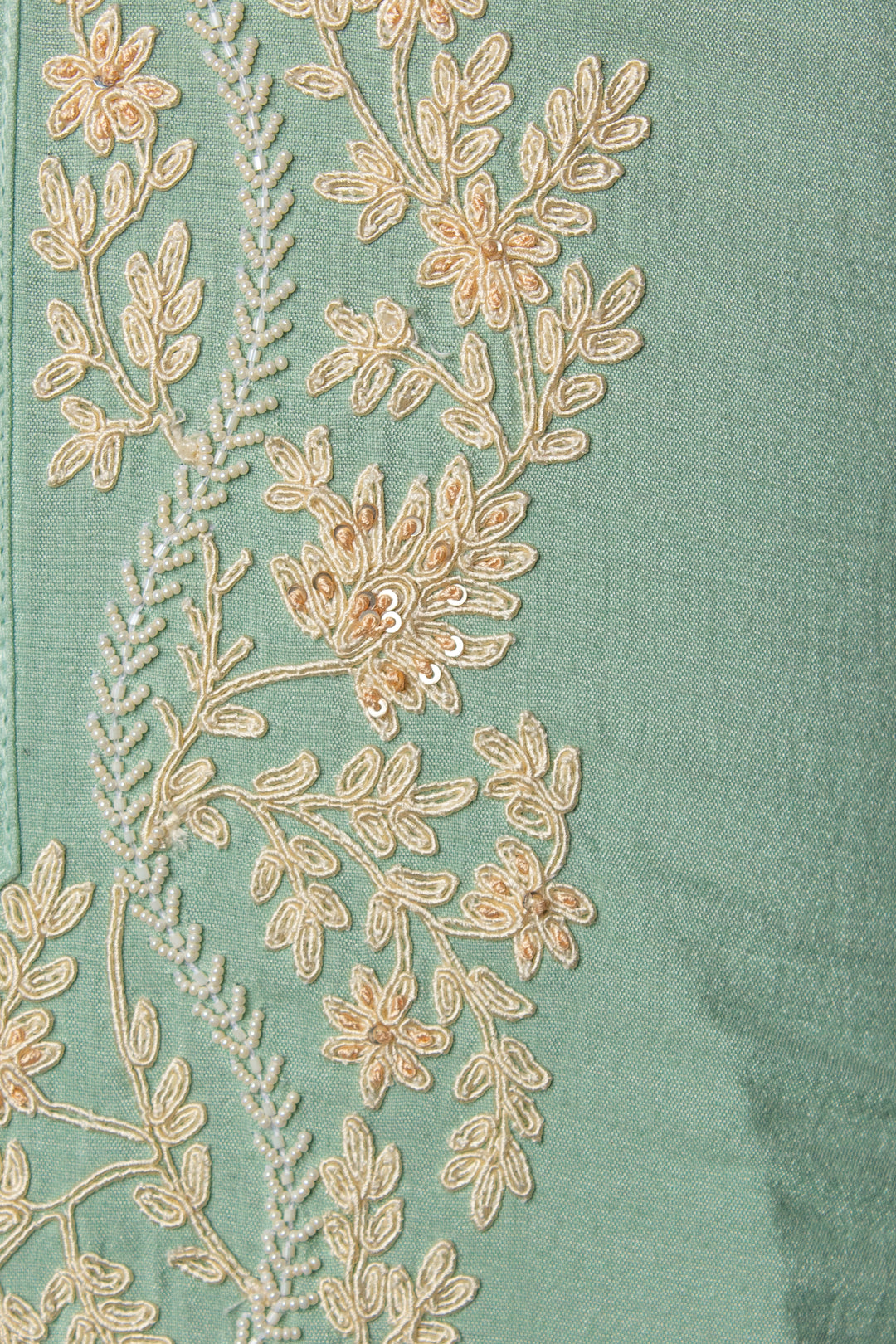 Aqua Cotton Silk Kurta Set with Dori & Hand Embroidery