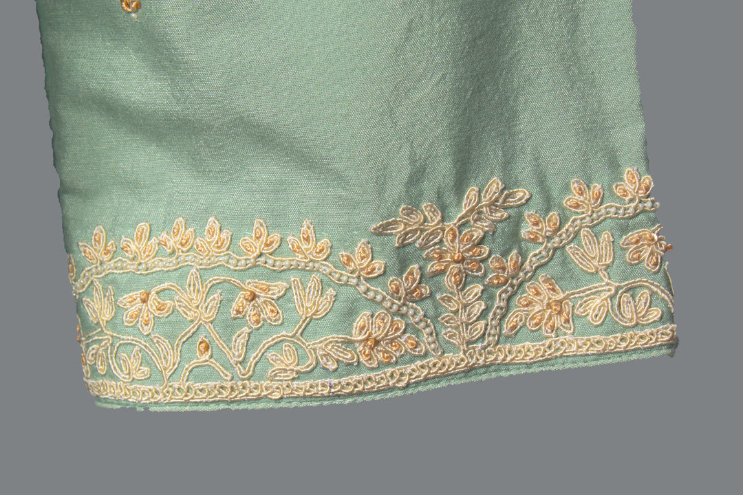 Aqua Cotton Silk Kurta Set with Dori & Hand Embroidery