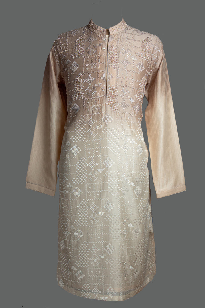 Beige Shaded Chanderi Kurta Set,