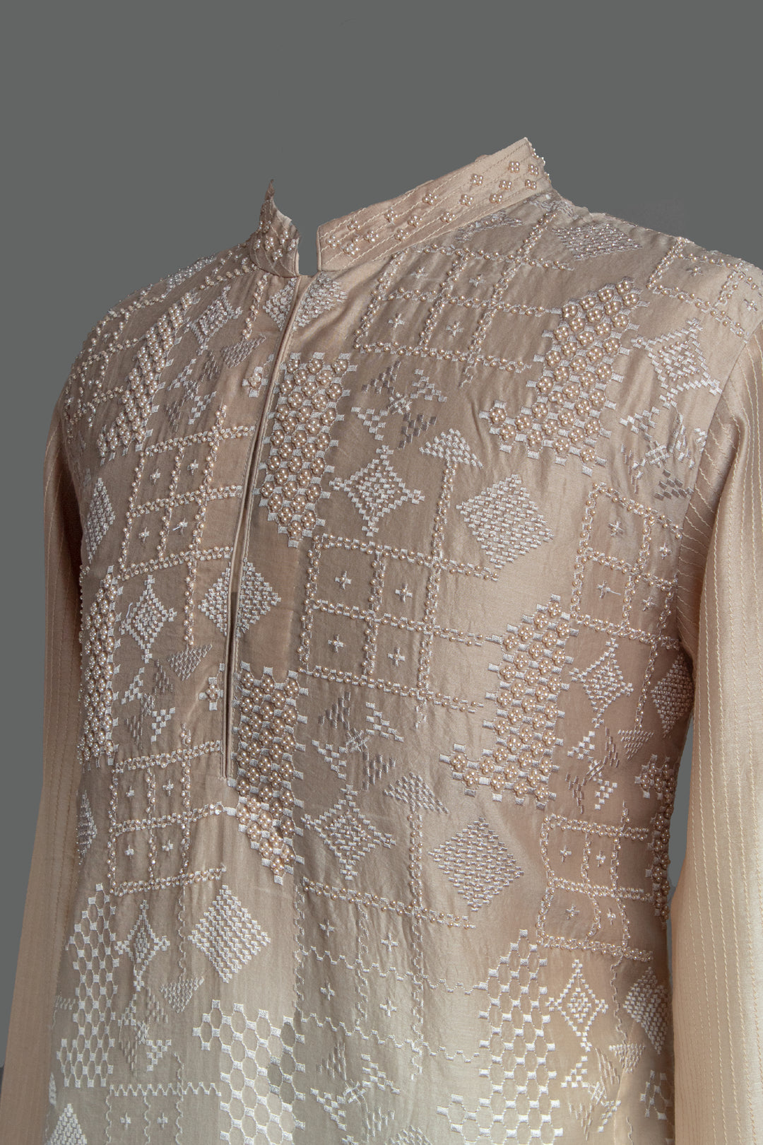 Beige Shaded Chanderi Kurta Set,