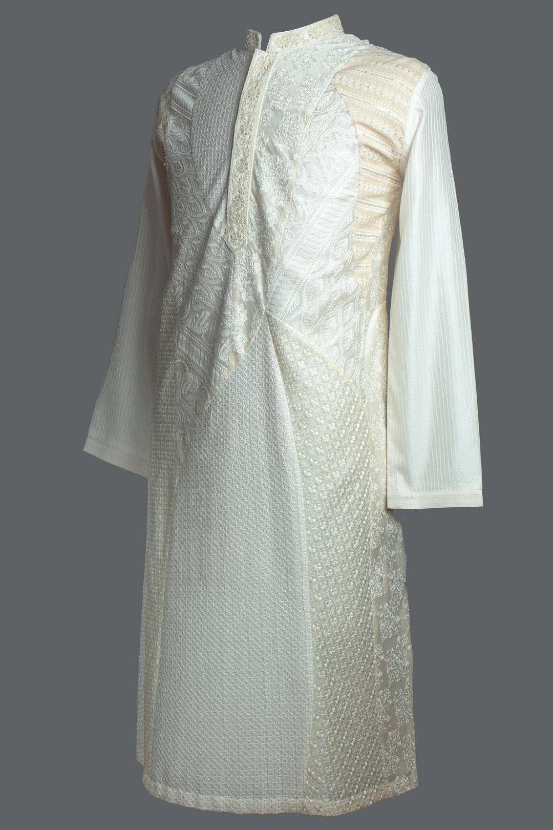 Off-White Chanderi Embroidered Kurta for Men
