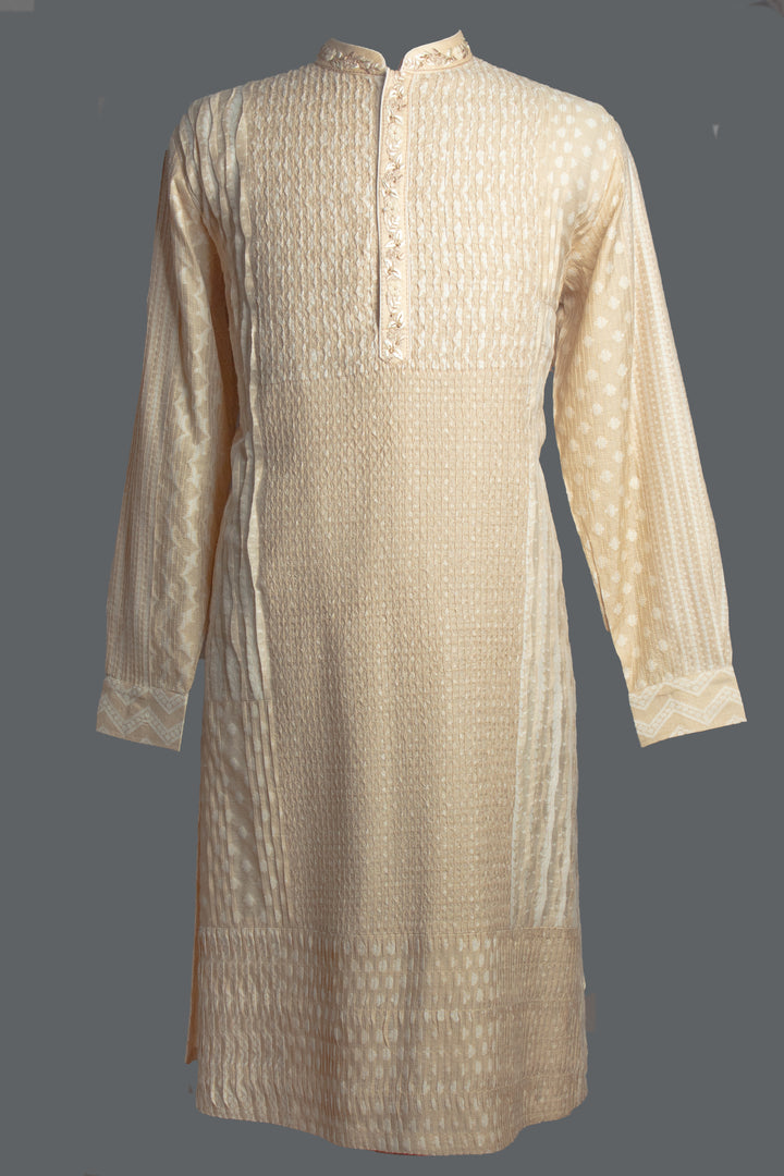 Beige Banarasi Silk Kurta Set