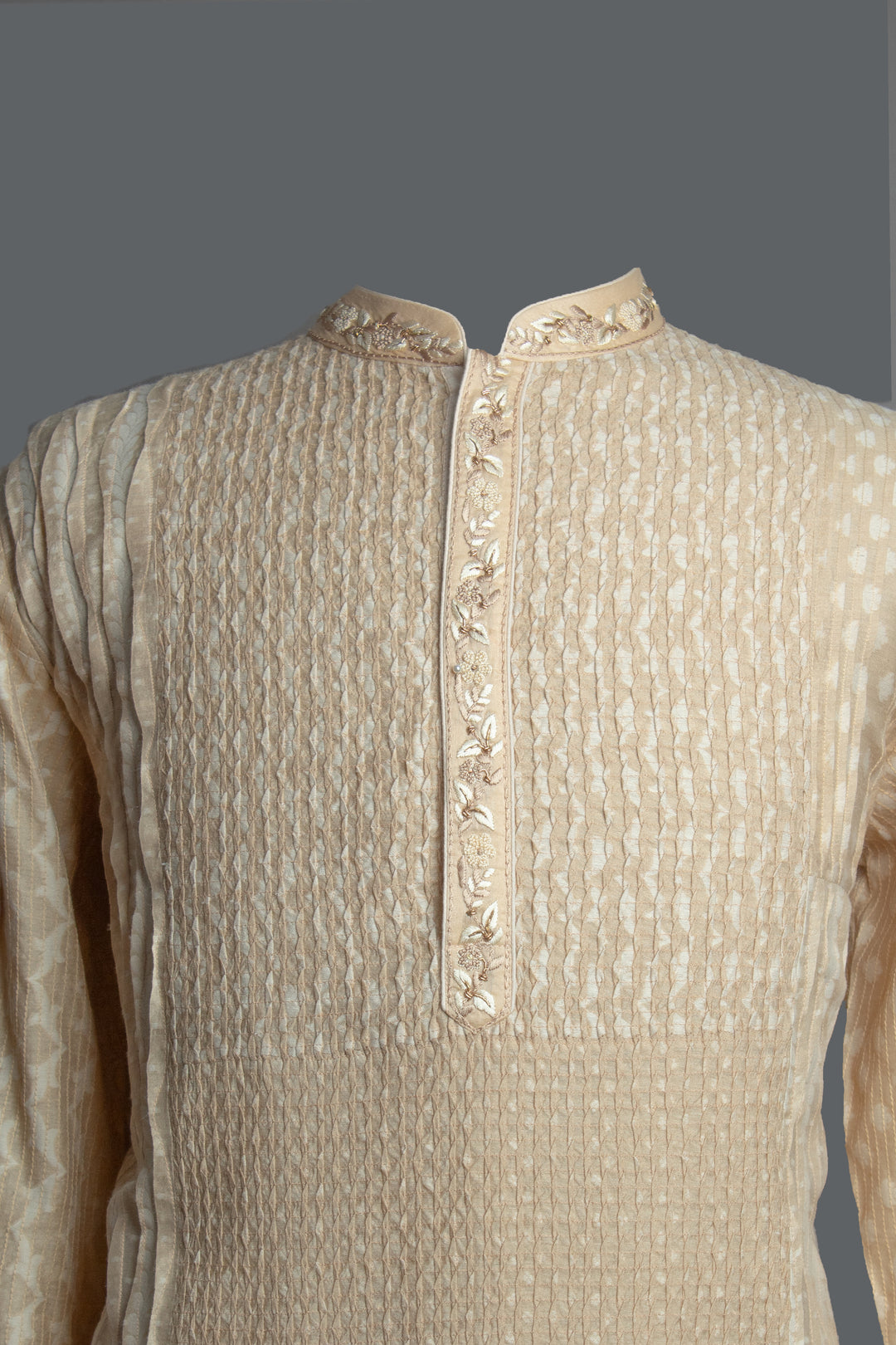 Beige Banarasi Silk Kurta Set