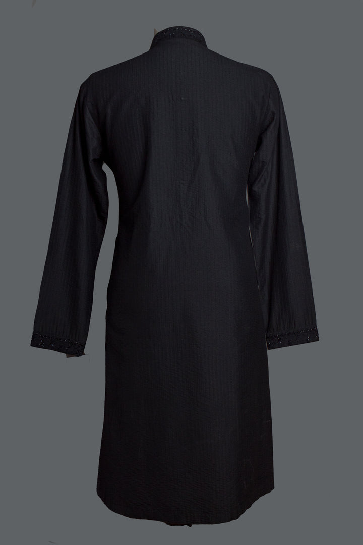 Black Cotton Silk Kurta Set