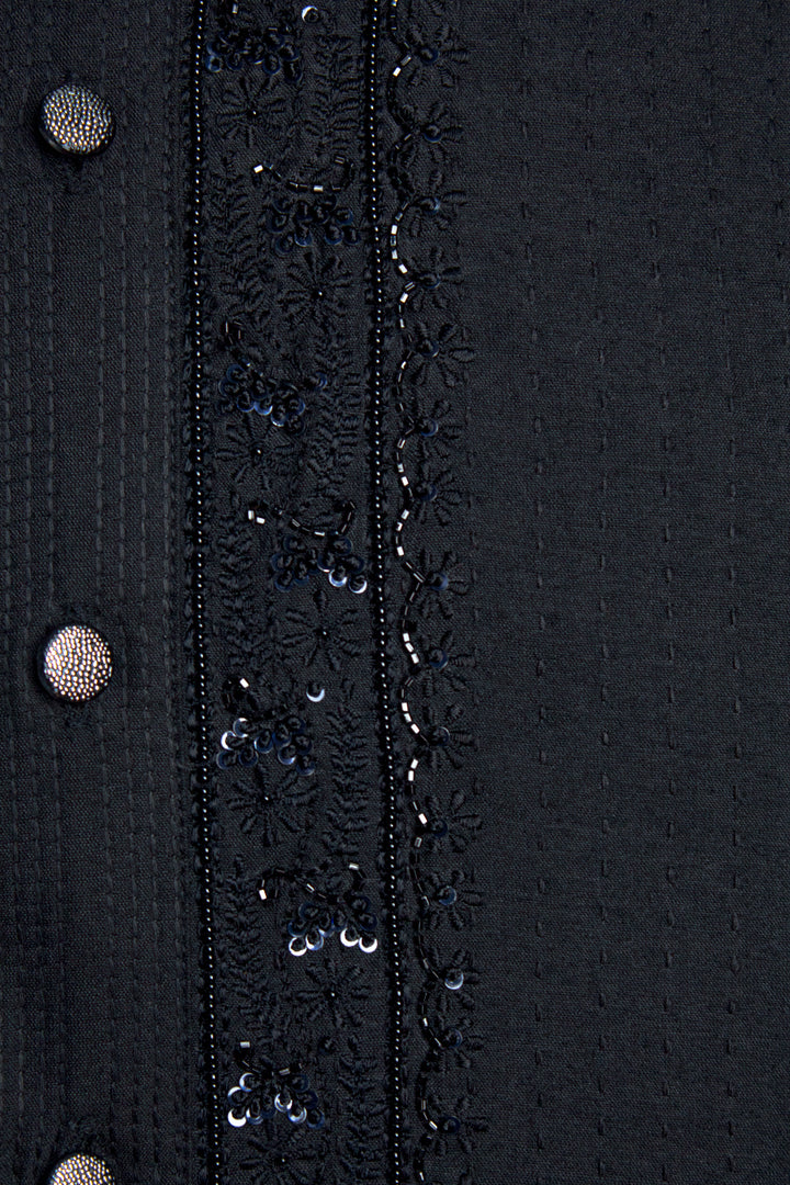 Black Cotton Silk Kurta Set