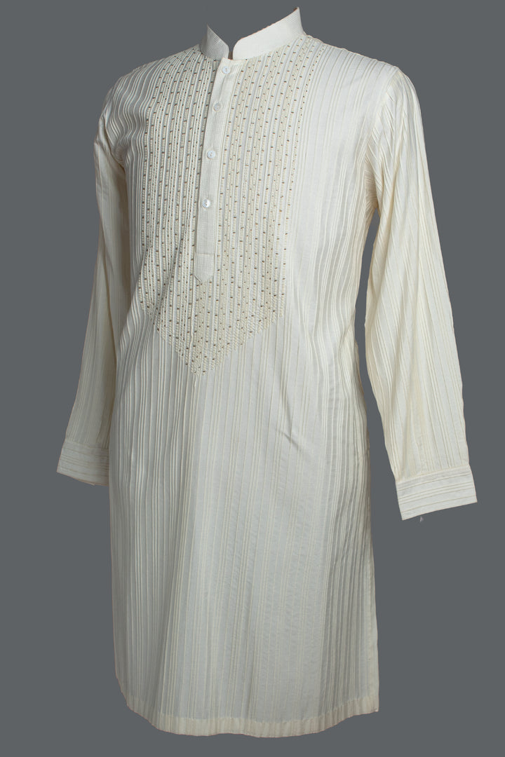 Off-White Cotton Silk Kurta Set