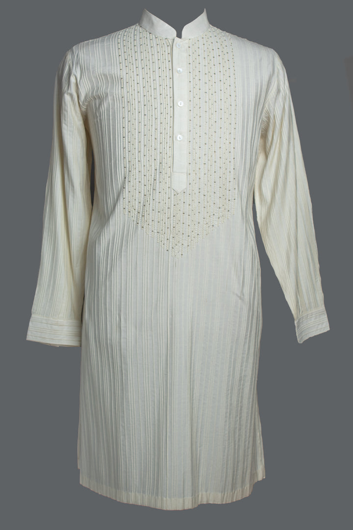 Off-White Cotton Silk Kurta Set