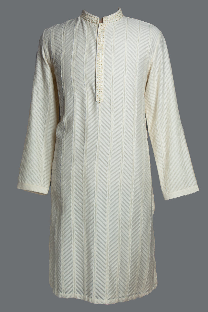 Off-White Banarasi Silk Kurta