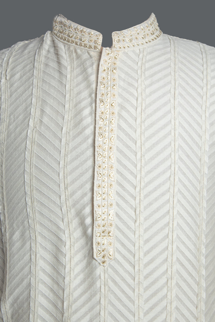 Off-White Banarasi Silk Kurta