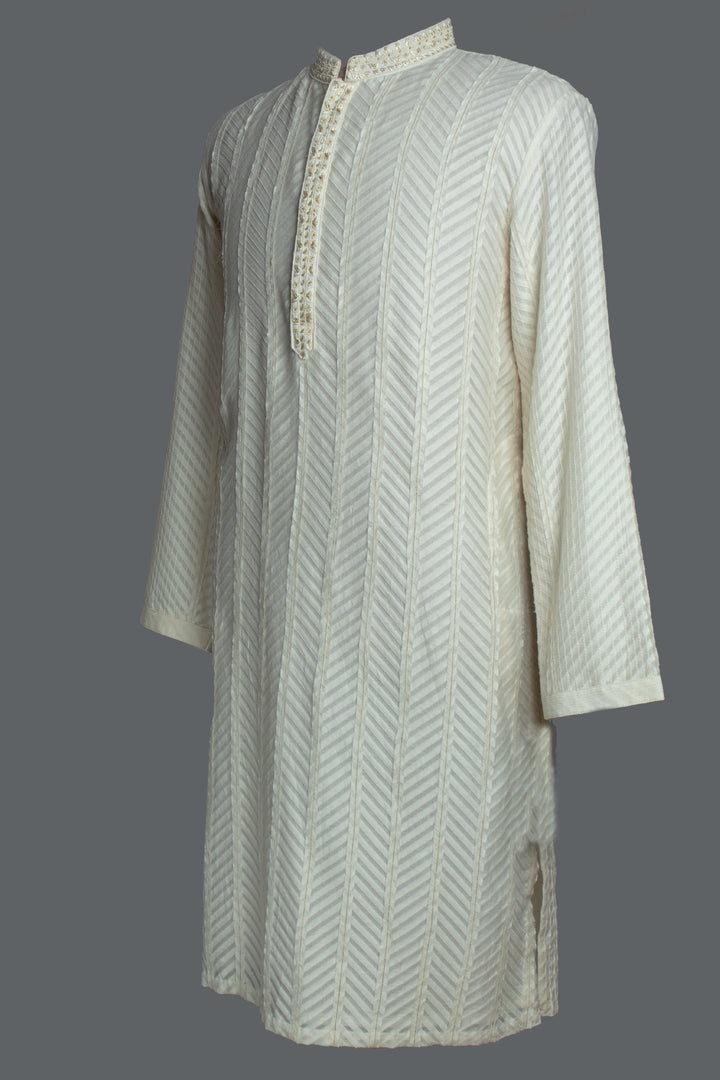 Off-White Banarasi Silk Kurta