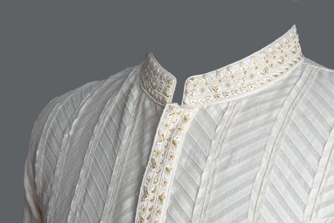 Off-White Banarasi Silk Kurta