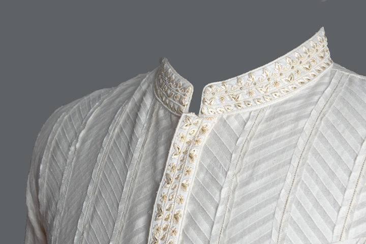 Off-White Banarasi Silk Kurta