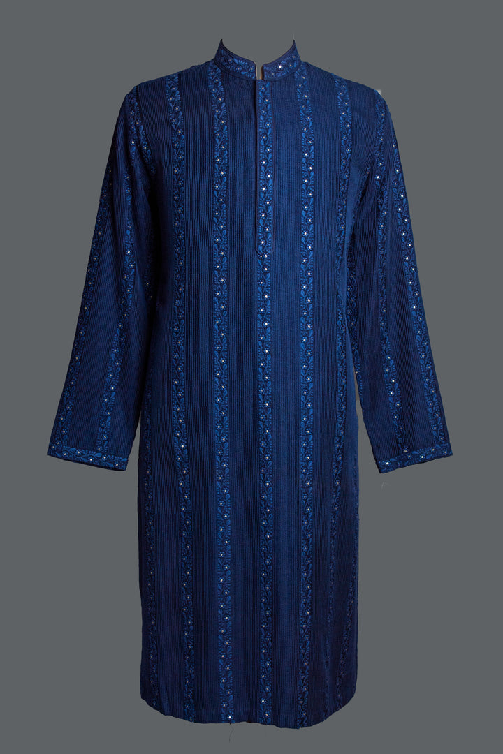Navy Blue Silk Kurta set