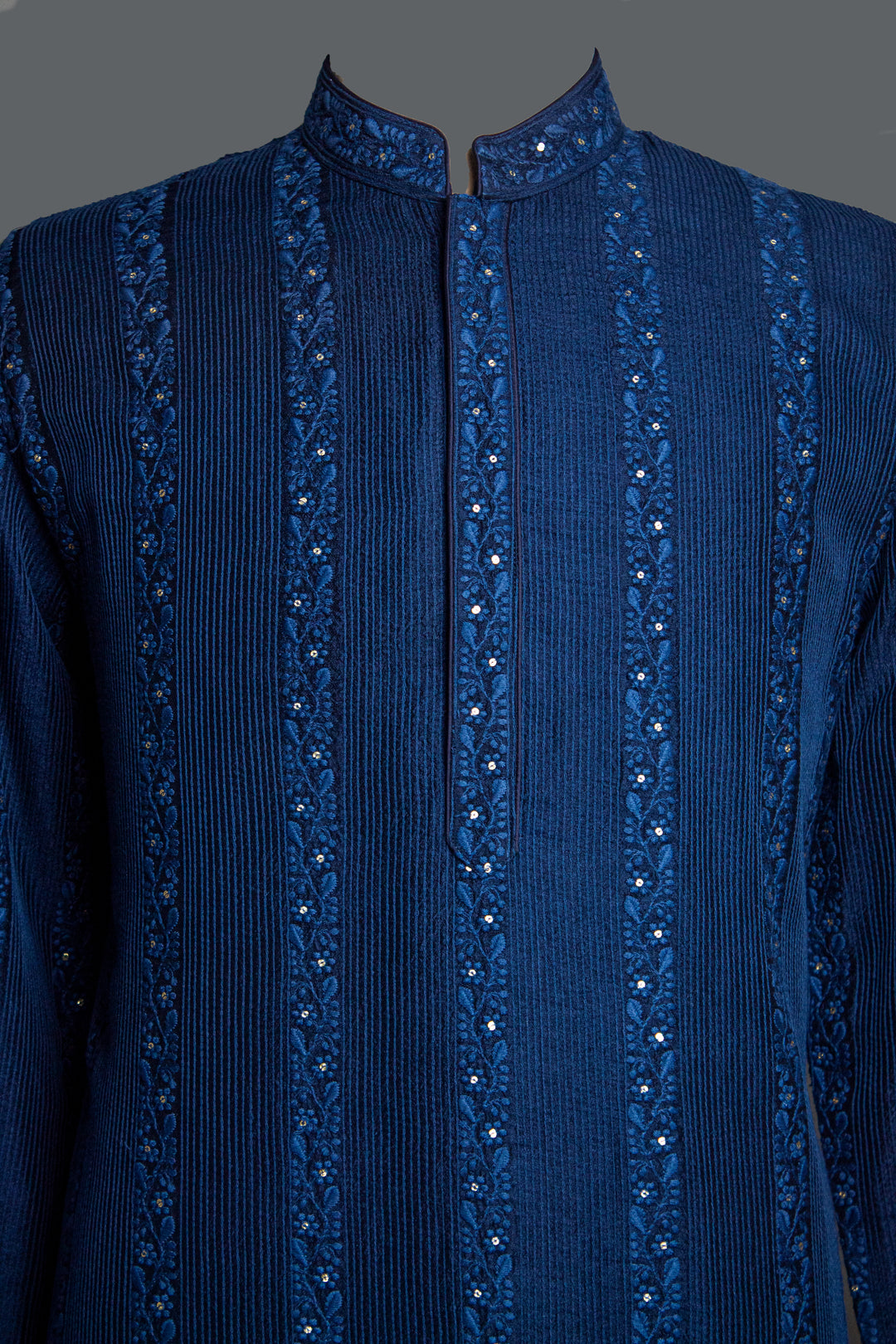 Navy Blue Silk Kurta set