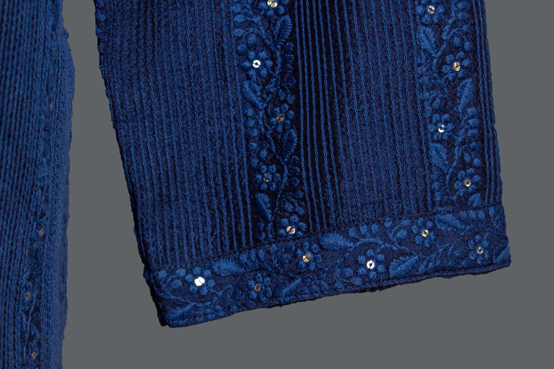 Navy Blue Silk Kurta set