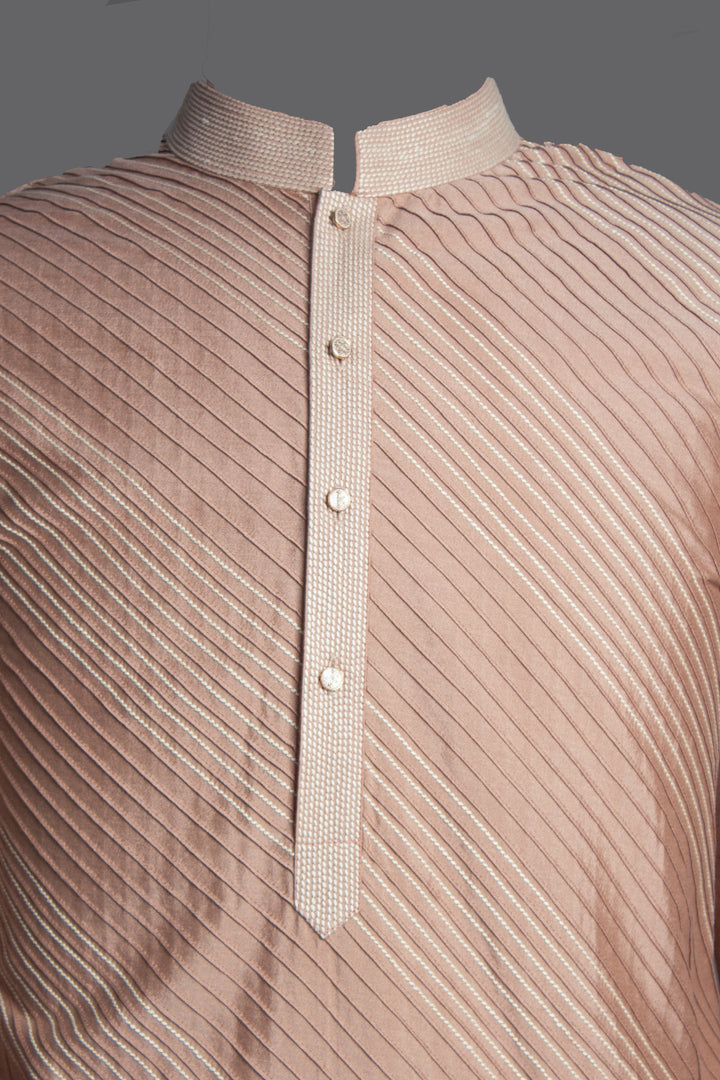 Light Brown Cotton Silk Kurta Set