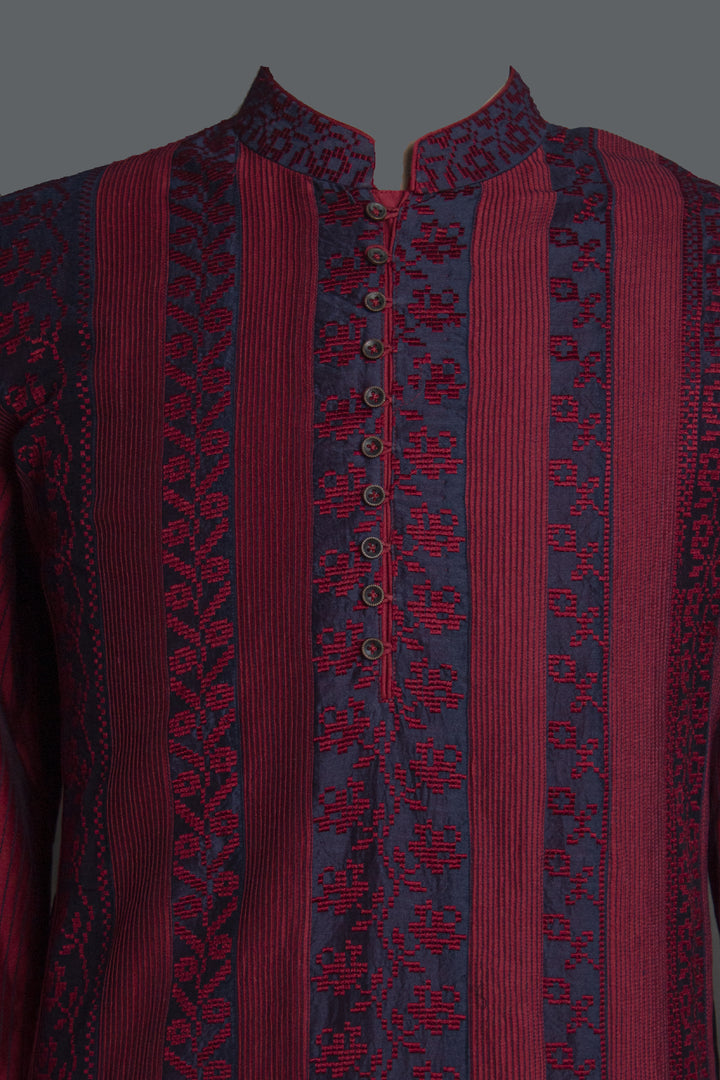 Maroon Chanderi Kurta Set