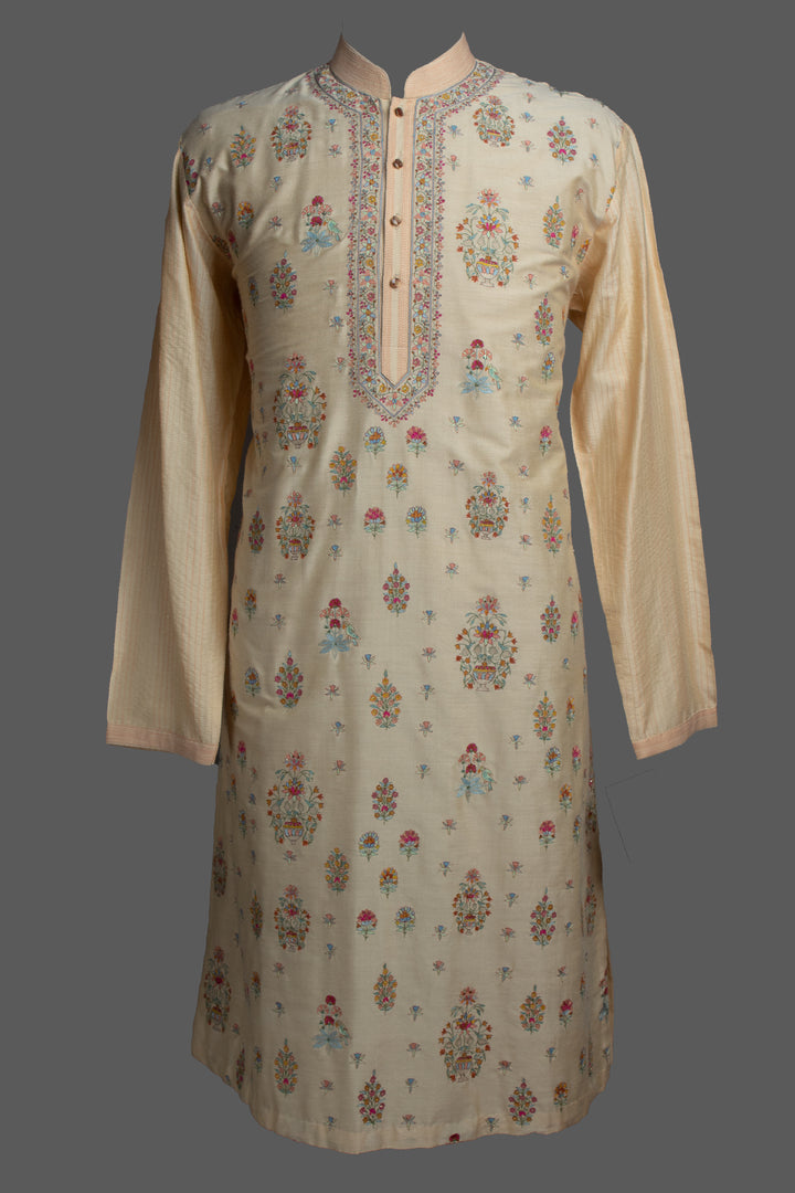 Peach Cotton Silk Kurta Set
