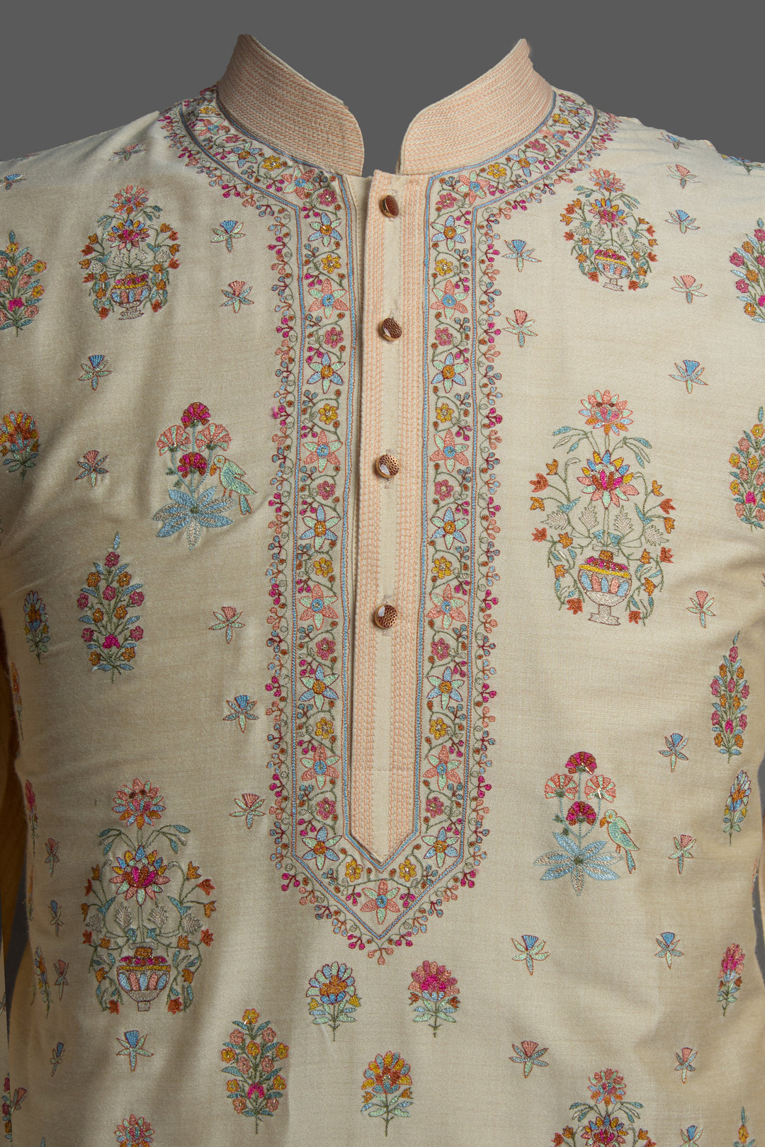 Peach Cotton Silk Kurta Set