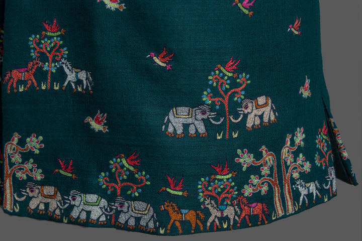 Dark Green Matka Silk Bundi for Men | Embroidered Nehru Jacket | Wedding & Festive Wear