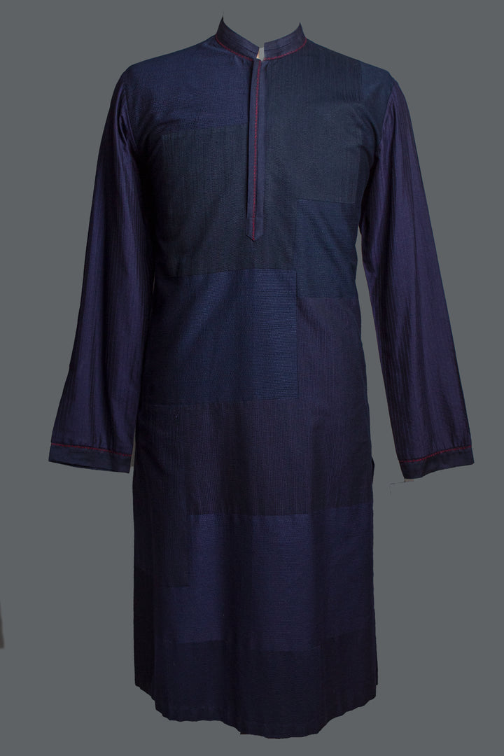 Navy Blue Cotton Silk Kurta