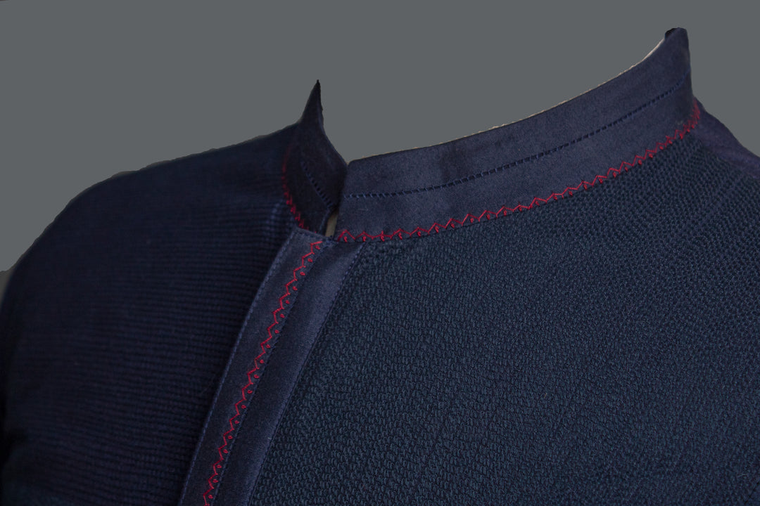 Navy Blue Cotton Silk Kurta