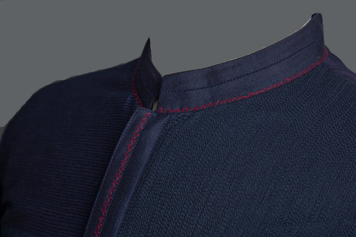 Navy Blue Cotton Silk Kurta