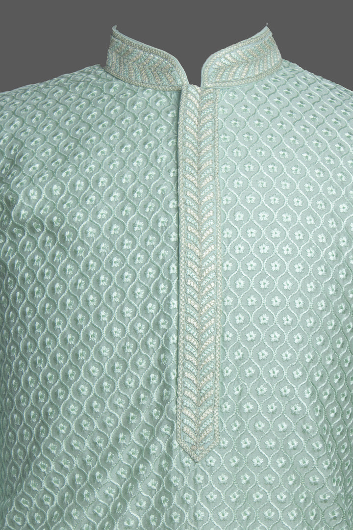 Sky Blue Chanderi Kurta Set
