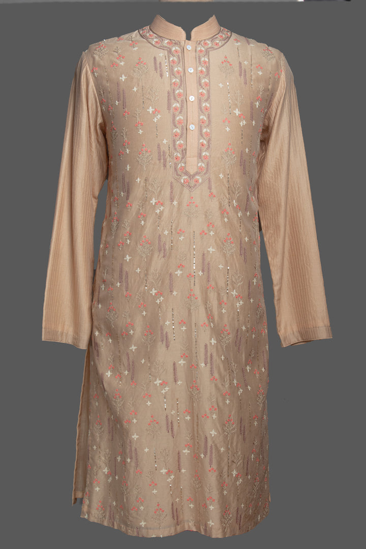 Beige Chanderi Kurta Set
