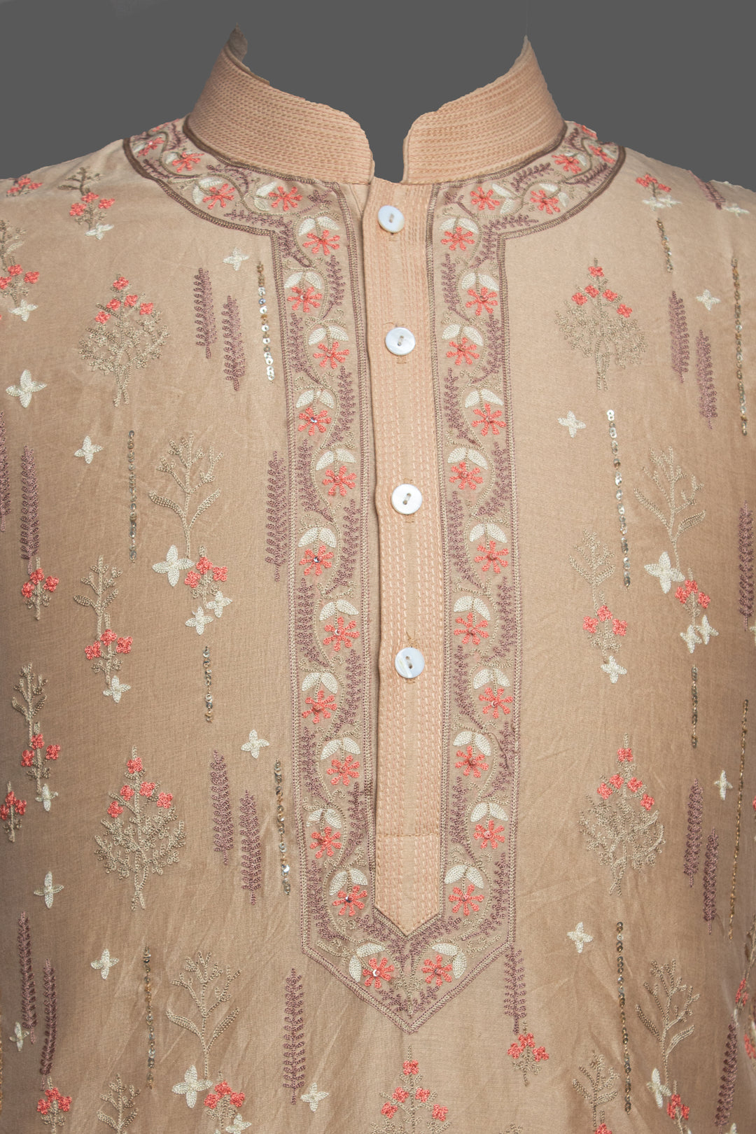 Beige Chanderi Kurta Set