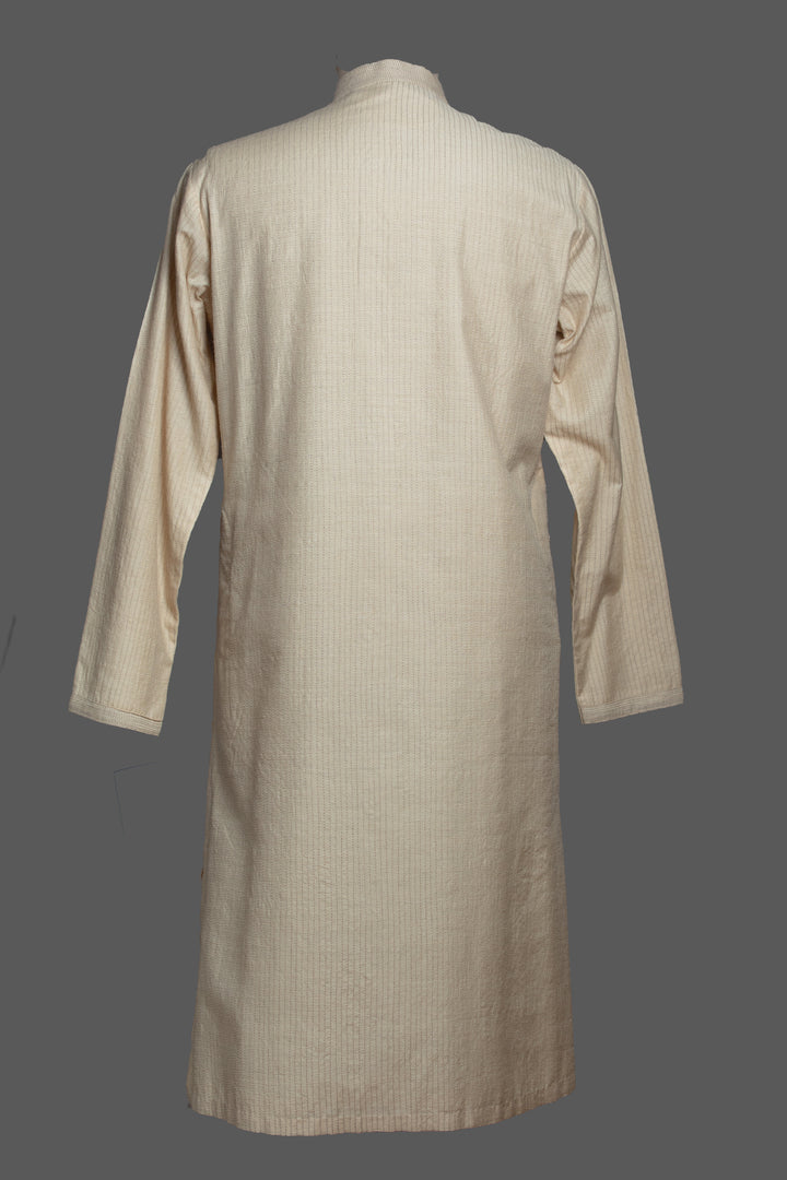Beige Moonga Silk Kurta Set