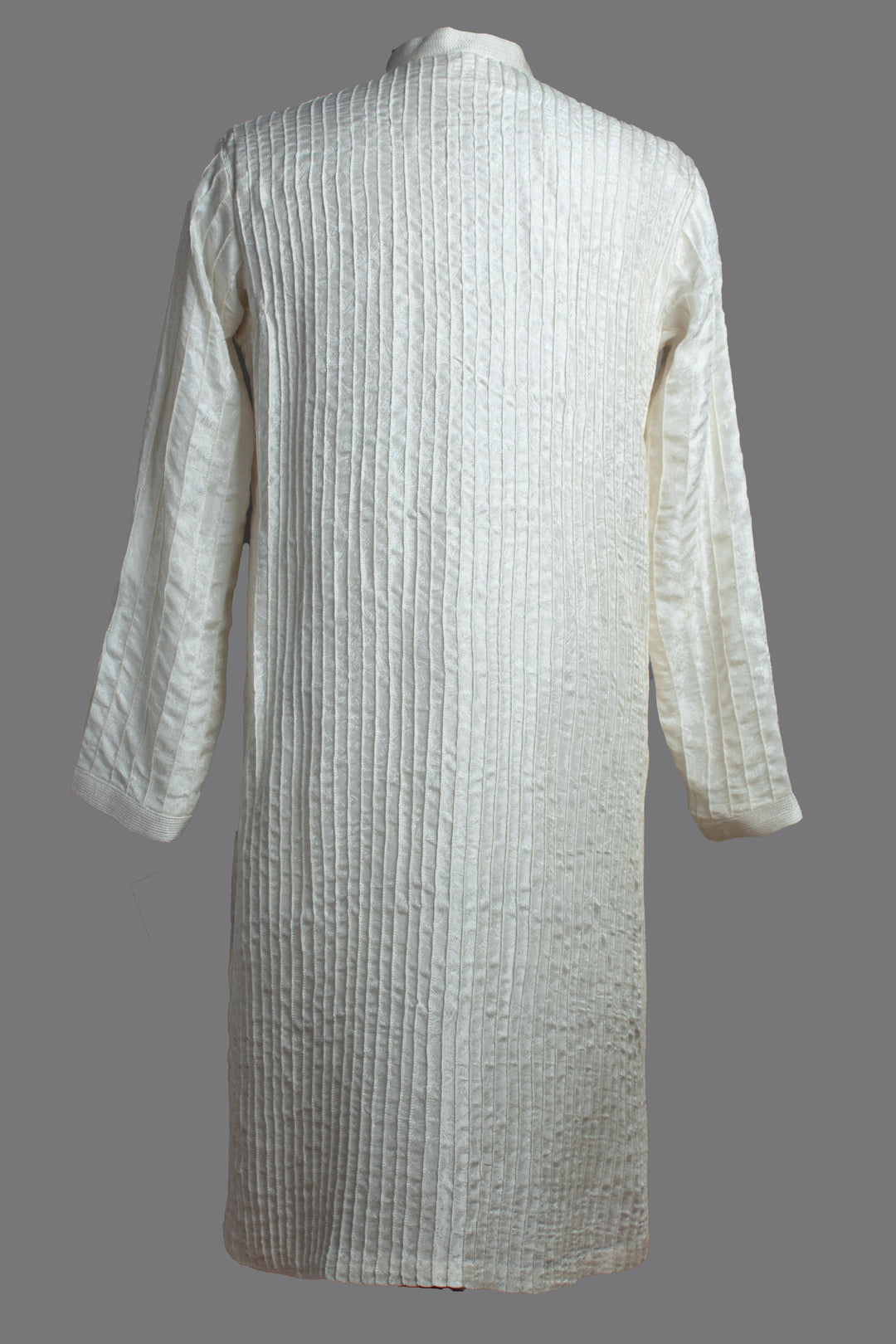 Aqua Embroidered Bundi with Off-White Pintuck Silk Kurta Set
