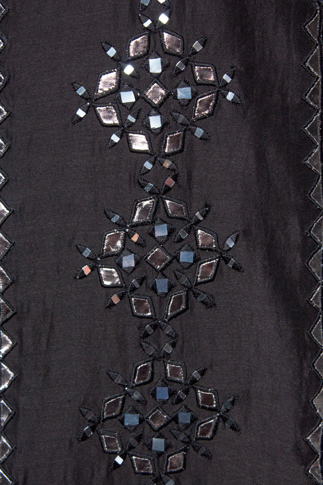 Black Kurta Set with Leather & Mirror Embroidery Detailing