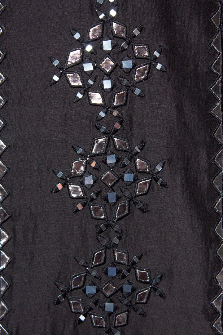 Black Kurta Set with Leather & Mirror Embroidery Detailing