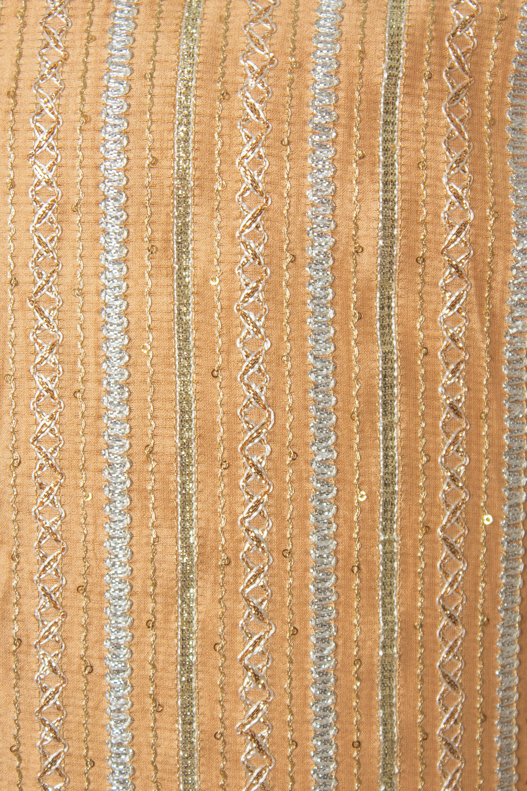 Peach Chanderi Kurta Set with Gota Lines & Hand Embroidery