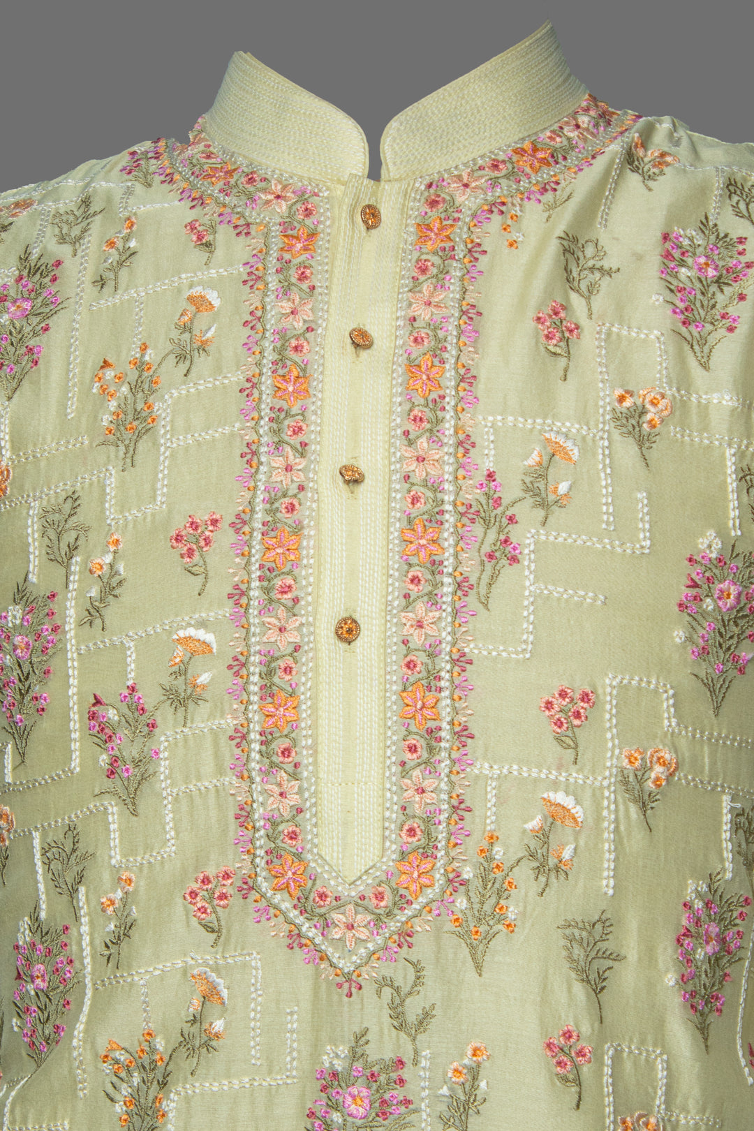 Yellow Chanderi Kurta Set with All-Over Booti Embroidery