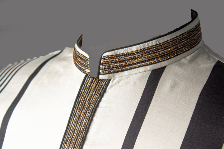 Off-White Silk Kurta for Men | Hand Embroidered &amp; Printed Designer Kurta | Luxury Festive &amp; Wedding Wear