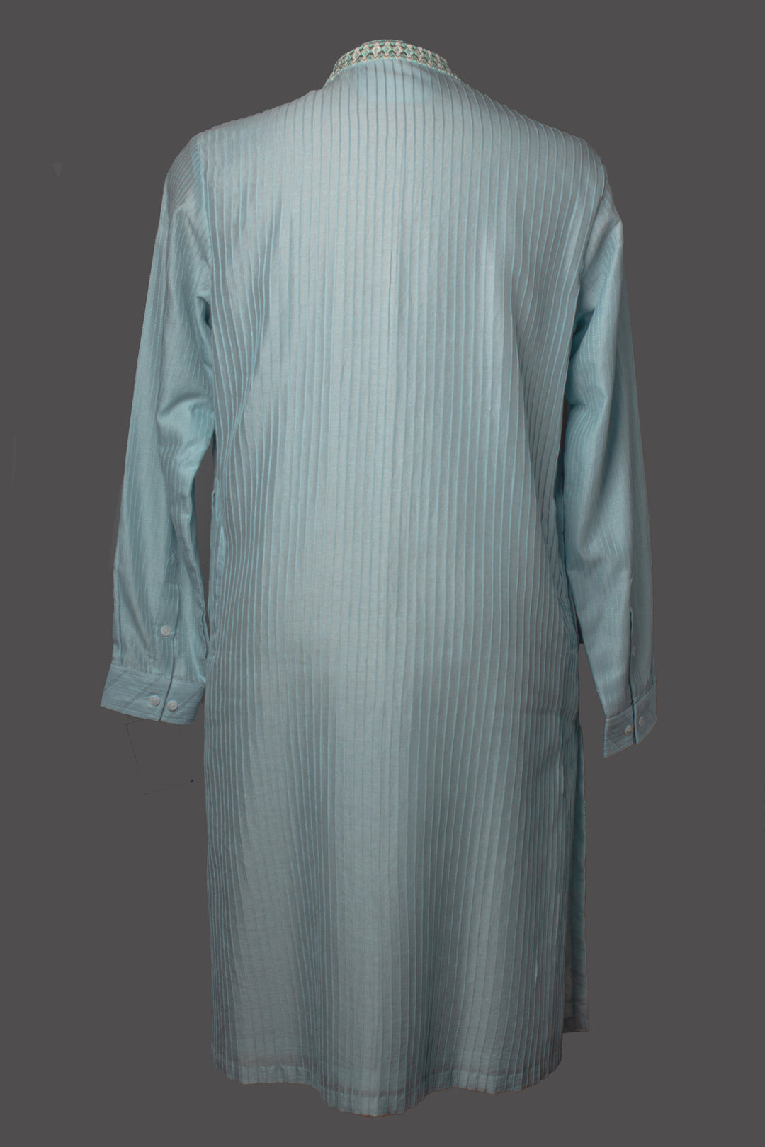 Sky Blue Chanderi Kurta Set with Pintucks & Hand Embroidery