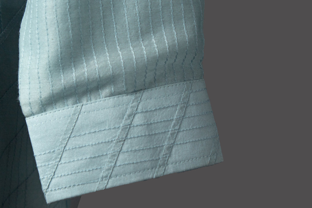 Sky Blue Chanderi Kurta Set with Pintucks & Hand Embroidery