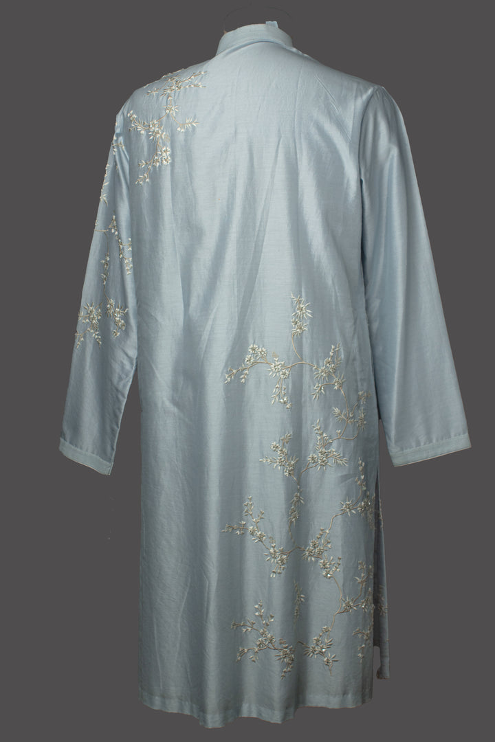Sky Blue Kurta Set with Machine & Hand Embroidery