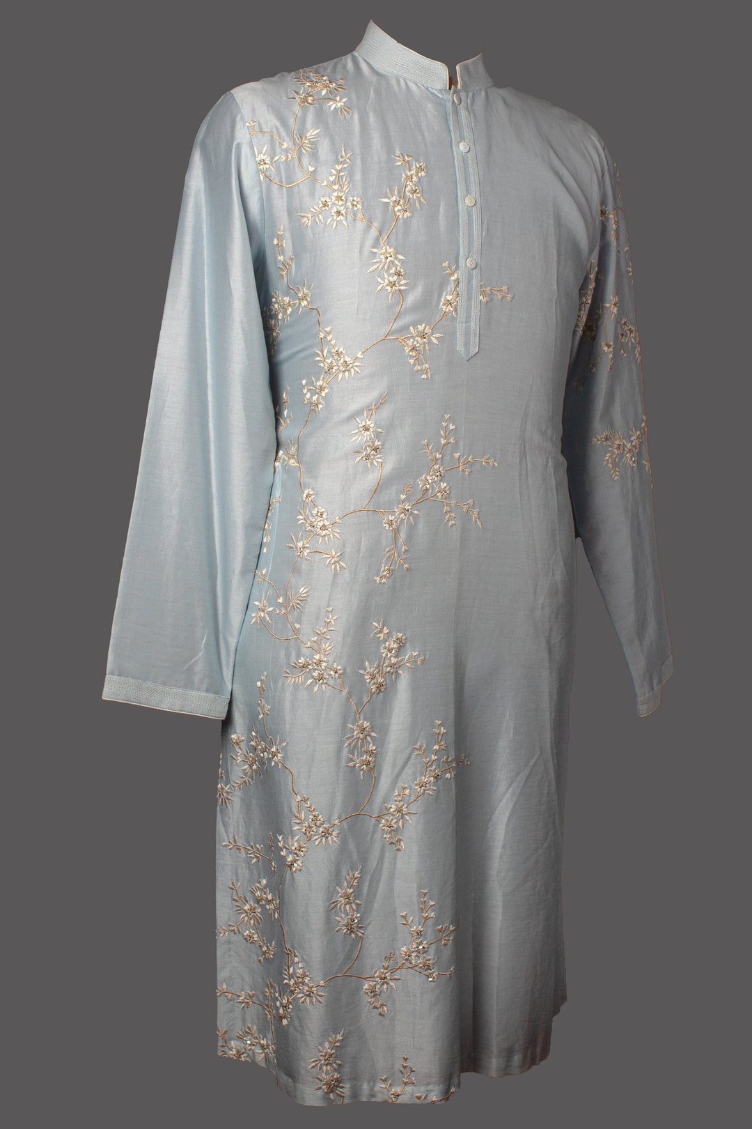 Sky Blue Kurta Set with Machine & Hand Embroidery