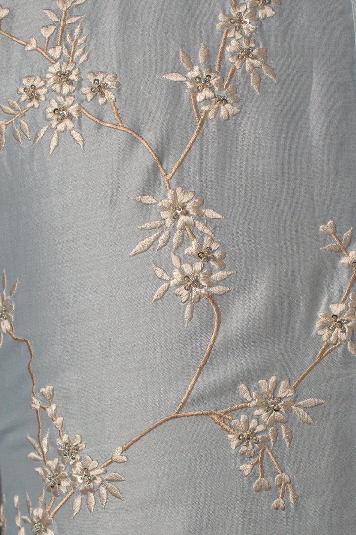 Sky Blue Kurta Set with Machine & Hand Embroidery