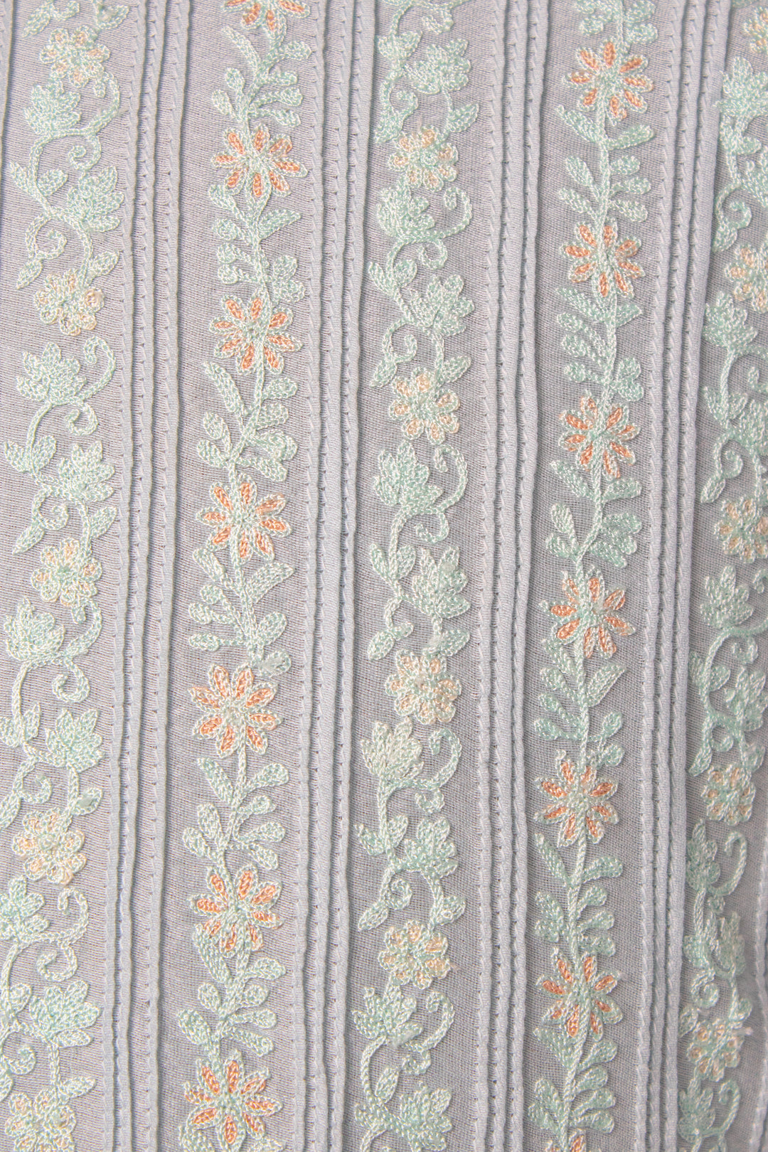 Sky Blue Chanderi Kurta Set with Aari Embroidery & Pintucks