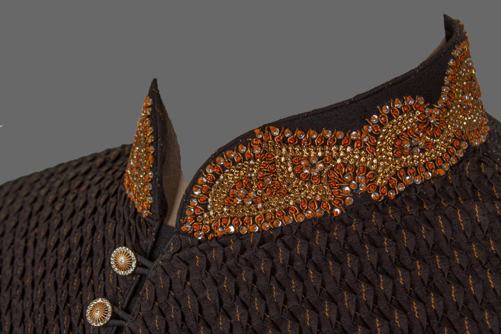 Black Cotton Silk Kurta for Men | Hand & Machine Embroidered Designer Kurta | Premium Wedding & Festive Wear