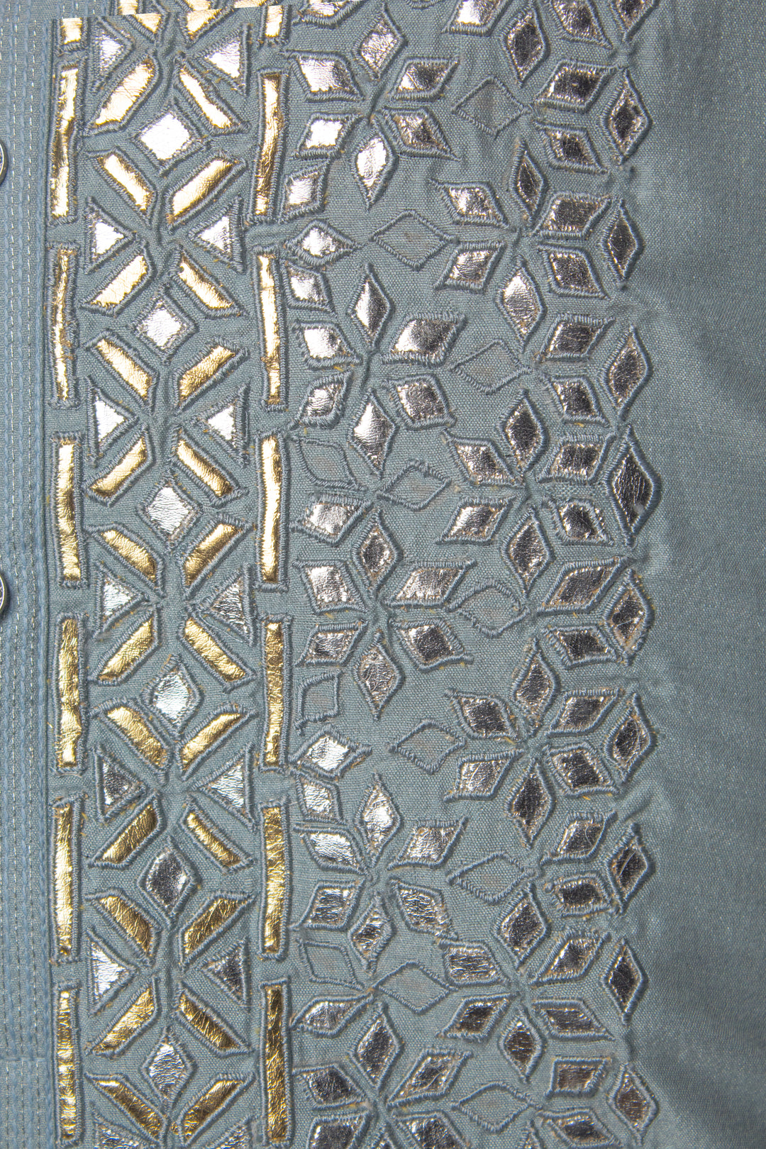 Sky Blue Silk Kurta Set with Leather Patch Booti & Machine Embroidery