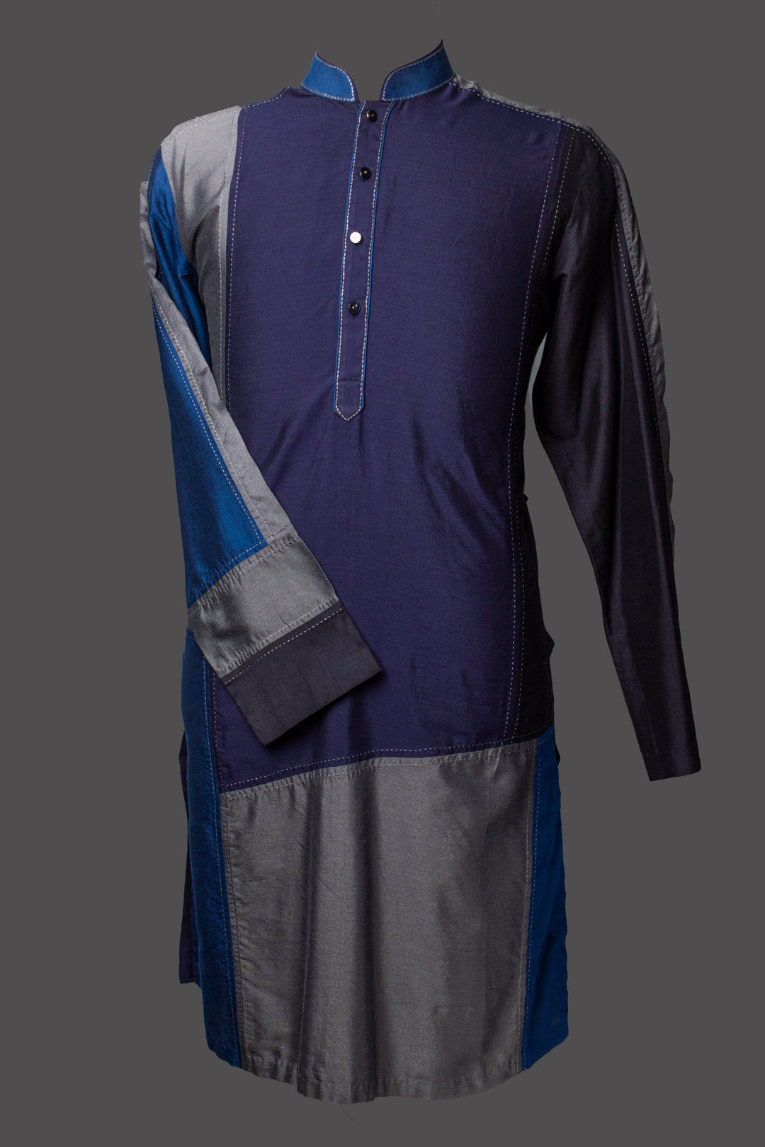 Multicolor Cotton Silk Kurta Set with Kantha Detailing & Cutwork Design